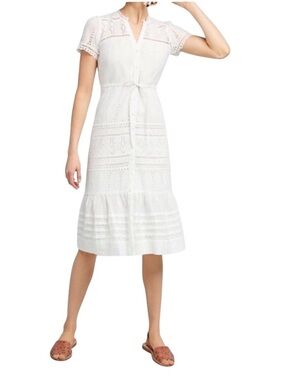 Anthropologie White Eyelet Midi Dress